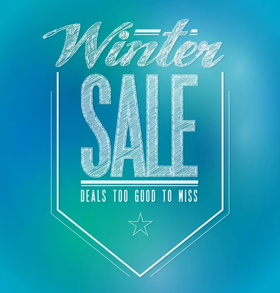 Blauw en groen licht winter verkoop poster teken — Stockfoto