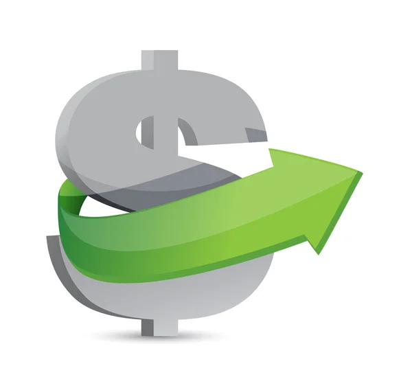 Dollar sign with arrow. Symbolize growth. — Stock Photo, Image