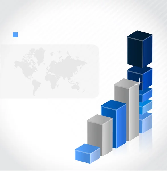 Graph chart background with a world map — Stock Photo, Image