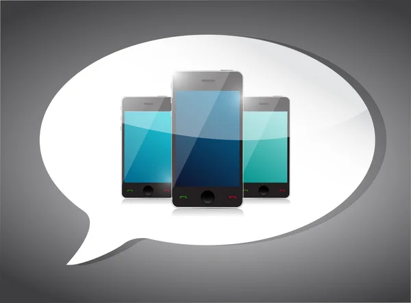 Serie di telefoni intelligenti su una bolla di discorso . — Foto Stock