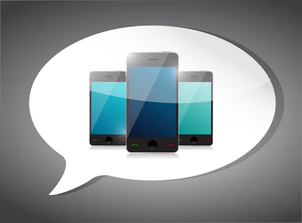 Set of smart phones on a speech bubble. — Stock Photo, Image