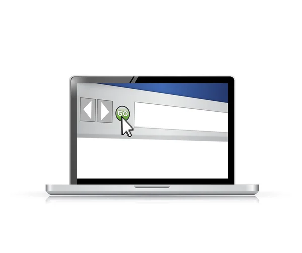 Internet browser window on a computer screen — Stock Photo, Image