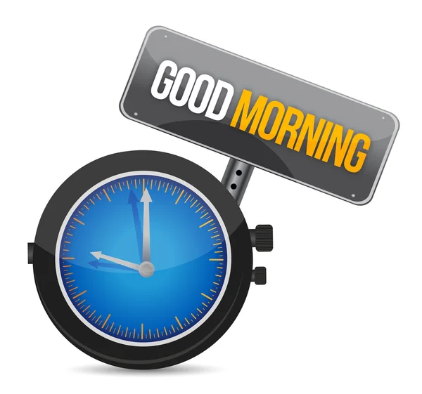 Saat metin ile Günaydın illüstrasyon — Stok fotoğraf