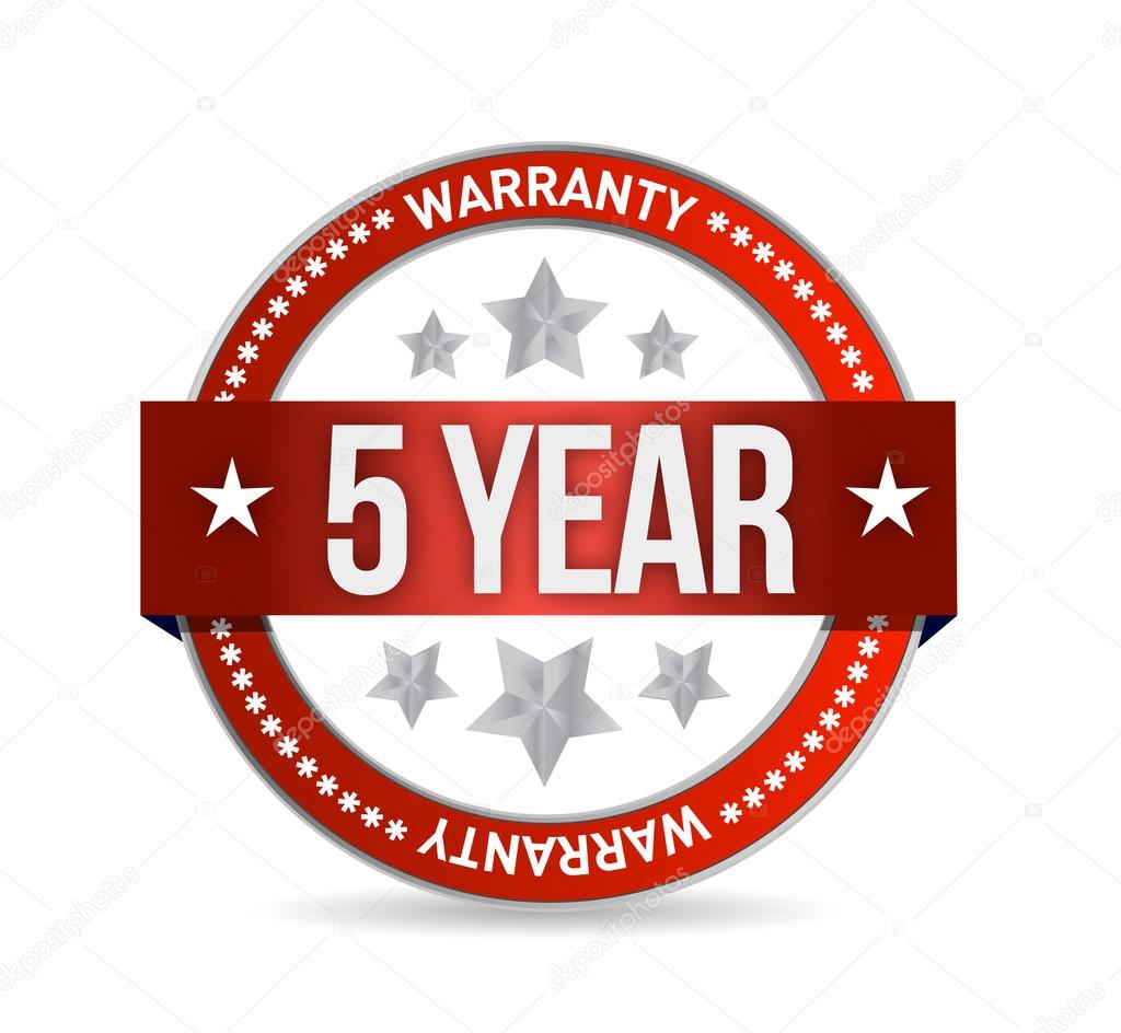 five year warranty seal illustration design