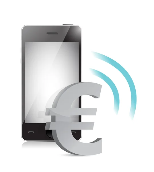 Euron valuta hantering på en mobiltelefon — Stockfoto