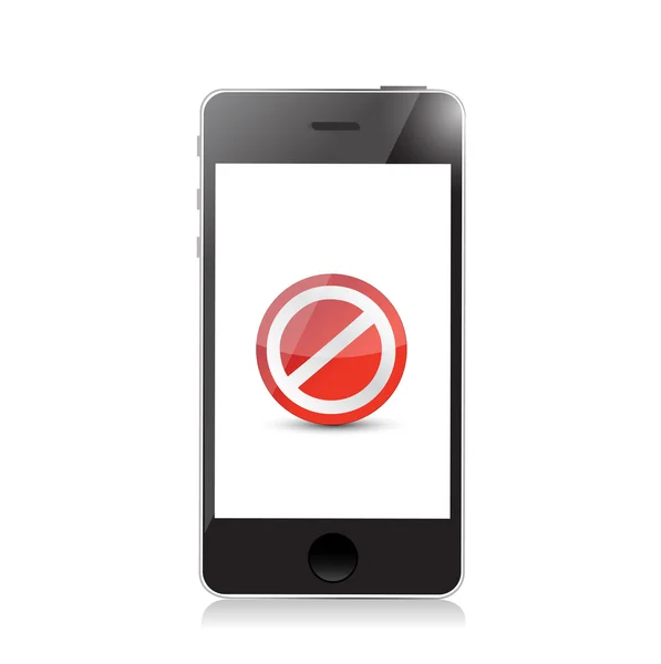 Telefonens skärm med meddelandet förbjudet. — Stockfoto