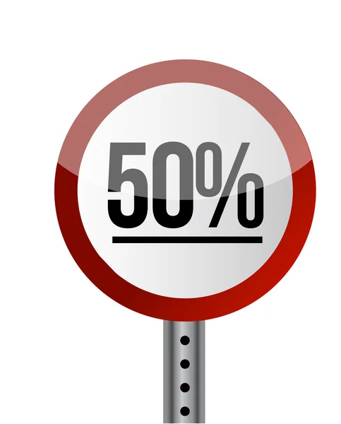 Road sign White Red with word 50 Percent. — Stock Photo, Image