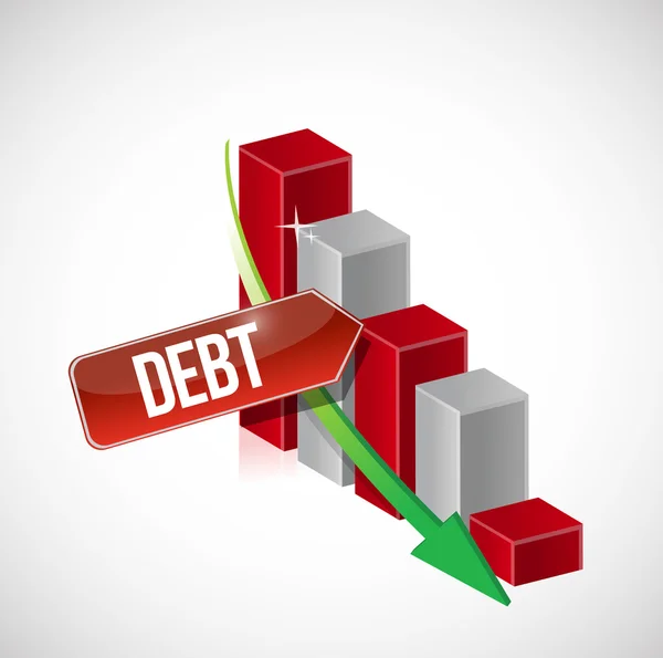 Growth bar graph of debt on white — Stock Photo, Image