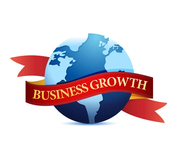 Business growth with globe illustration — Stock Photo, Image