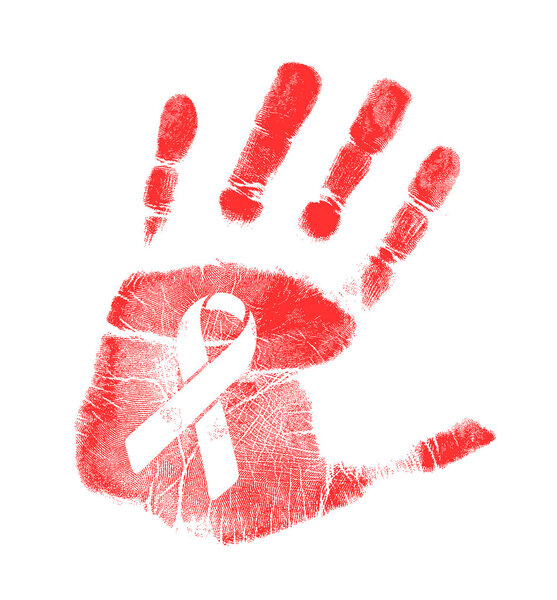 anti HIV ribbon handprint illustration