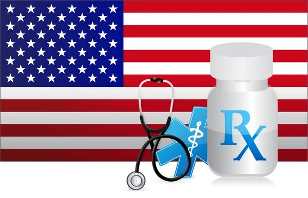 US Healthcare flag and medicine illustration — Stock Photo, Image