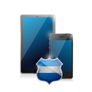 Mobil tablet pc ve korumalı bir akıllı telefon.