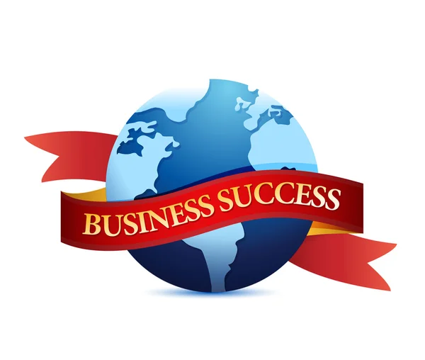 Business success globe ribbon illustration — Stock Photo, Image