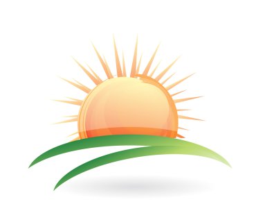 yeşil alan ve güneş illüstrasyon