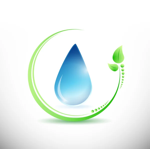 Eco leaves and water illustration design — Stock Photo, Image