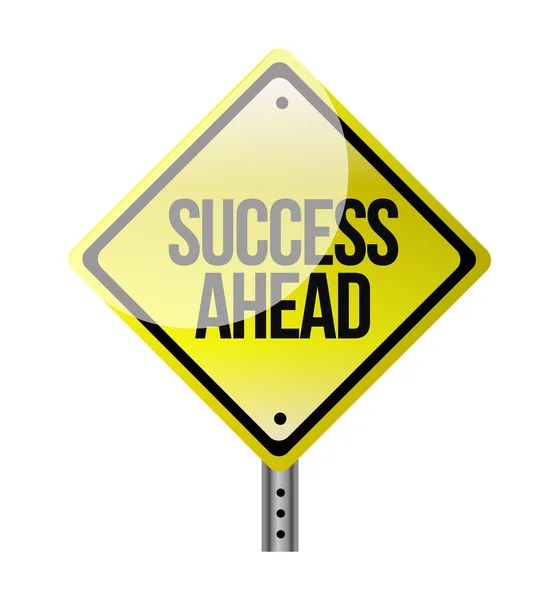 Success ahead yellow road sign — Stock Photo, Image