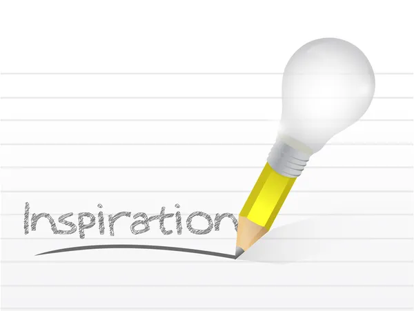 Inspiración escrita con un lápiz idea bombilla — Foto de Stock