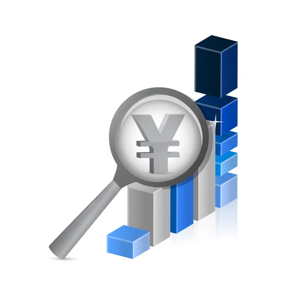 Yen moneda en revisión. gráfico exitoso —  Fotos de Stock