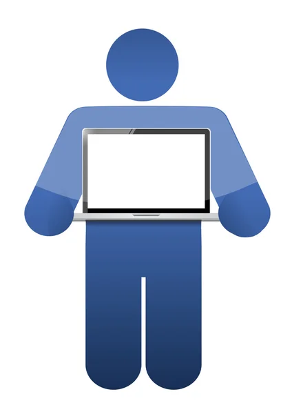 Icona contenente un computer portatile con uno schermo vuoto . — Foto Stock