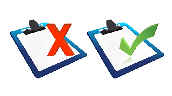 Check mark and x mark clipboards illustration — Stock Photo, Image