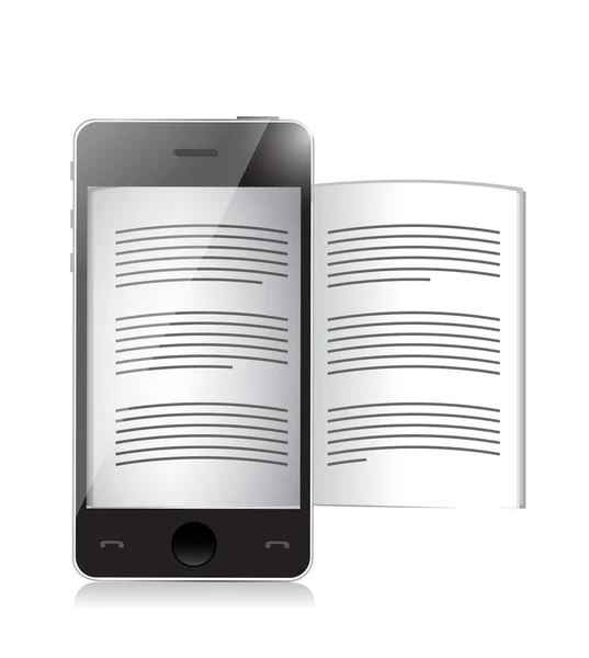 Lettore di ebook. disegno illustrazione smartphone — Foto Stock