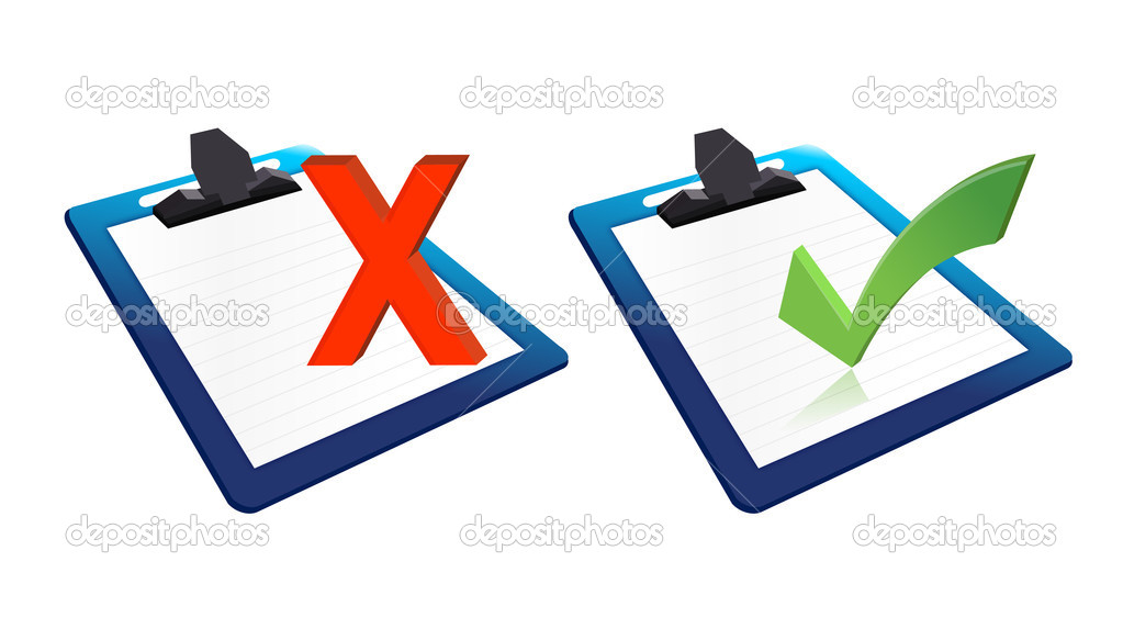check mark and x mark clipboards illustration