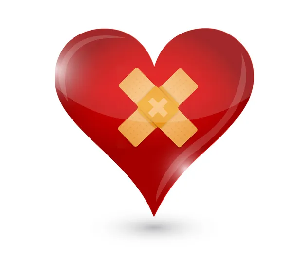 Broken heart. heart and band aid — Stock Photo, Image