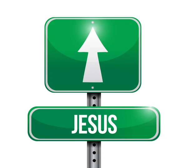 Ο Ιησούς οδικό σημάδι εικονογράφηση σχέδιο — Φωτογραφία Αρχείου