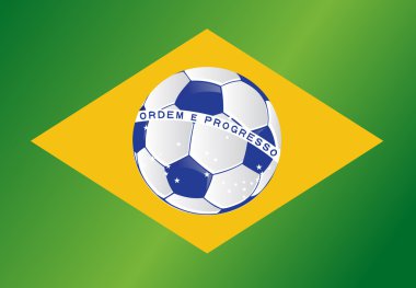 Brezilya futbol topu bayrak illüstrasyon tasarımı