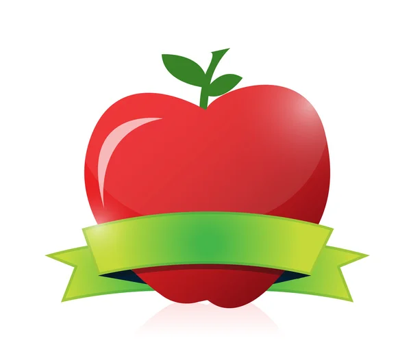 Apple and green ribbon illustration design — Stock Photo, Image