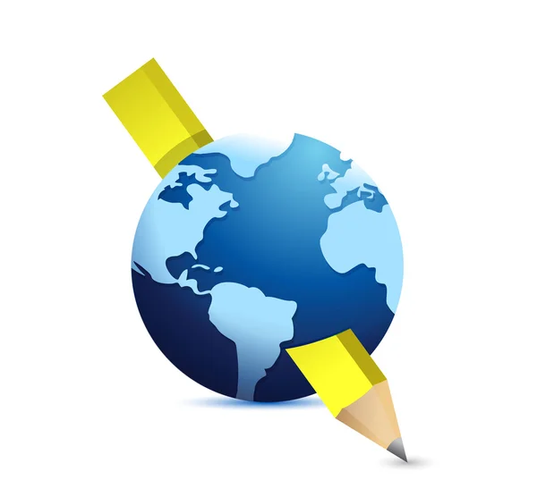 Pencil and globe illustration design — Stock Photo, Image