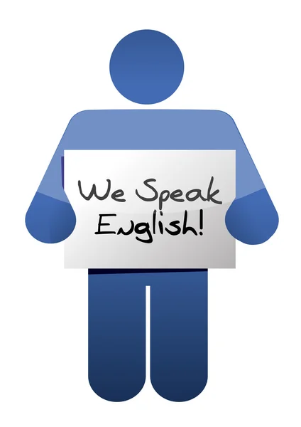 Значок с надписью We speak english . — стоковое фото