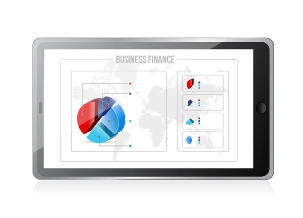 Tablet s obchodní financování grafiku na obrazovce. — Stock fotografie