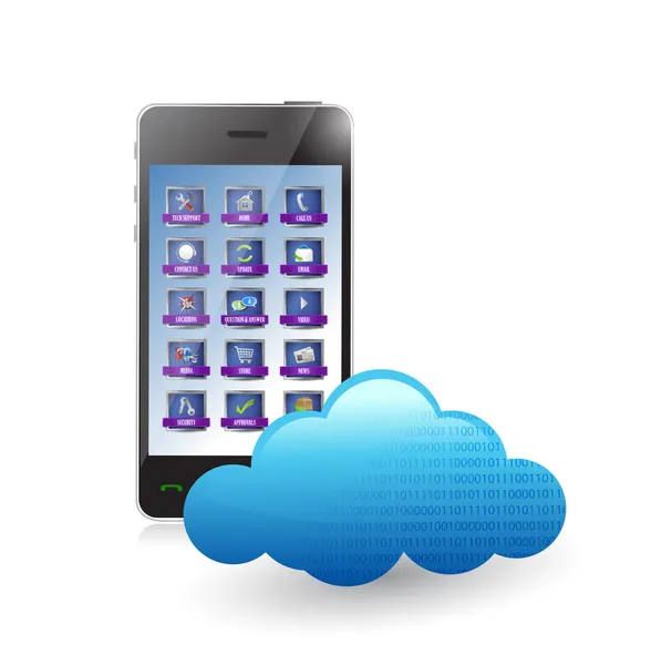Smartphone ve bulut illüstrasyon tasarımı — Stok fotoğraf
