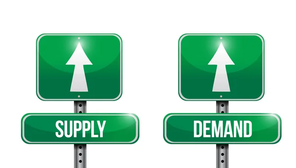 Supply and demand road sign illustrations — Stock Photo, Image