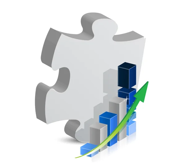 Puzzle piece and blue business graph. illustration — Stock Photo, Image