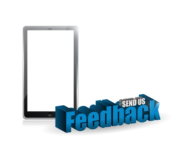 Tablett feedback 3d blå tecken illustration — Stockfoto
