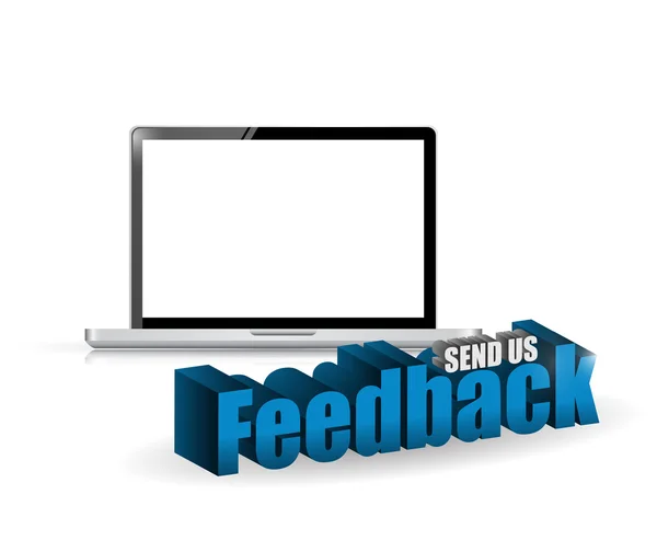 Laptop feedback 3d blue sign illustration — Stock Photo, Image