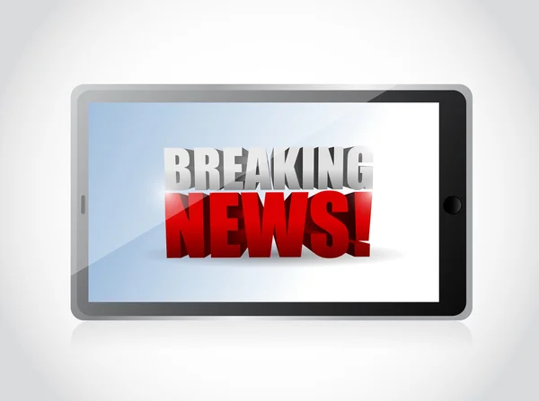 Breaking news sign on a tablet. illustration — Stock Photo, Image