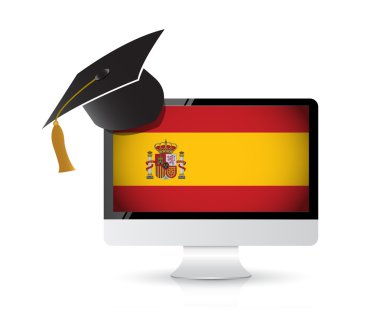 using technology to learn the spanish language. clipart