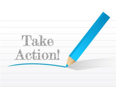 take action message written on a notepad clipart