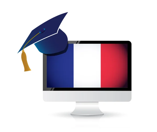 Français utilisant la technologie pour apprendre l'anglais — Photo