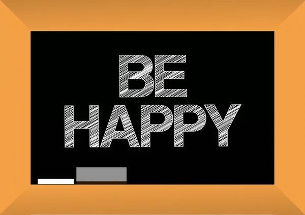 Be happy text written on a blackboard. — Stock Photo, Image