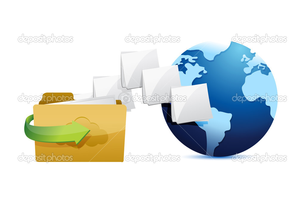 folder connected to the web. folder and globe