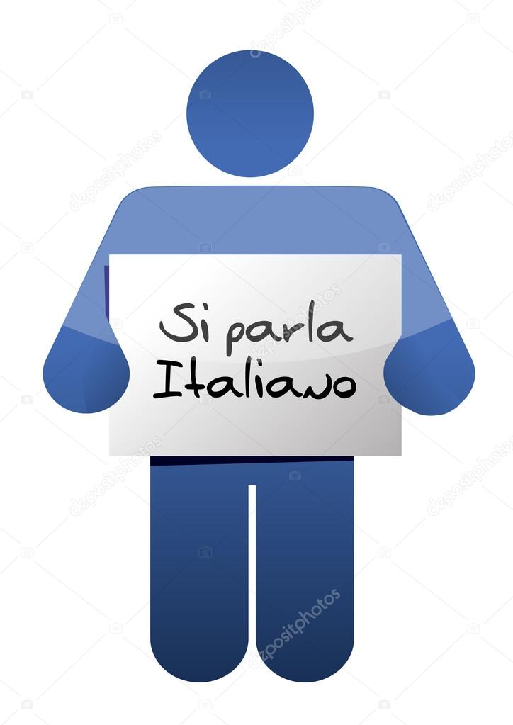 I speak Italian sign illustration design