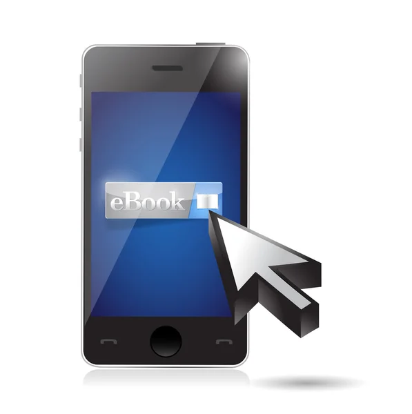 Ebook on smartphone. illustration design — Stock Photo, Image