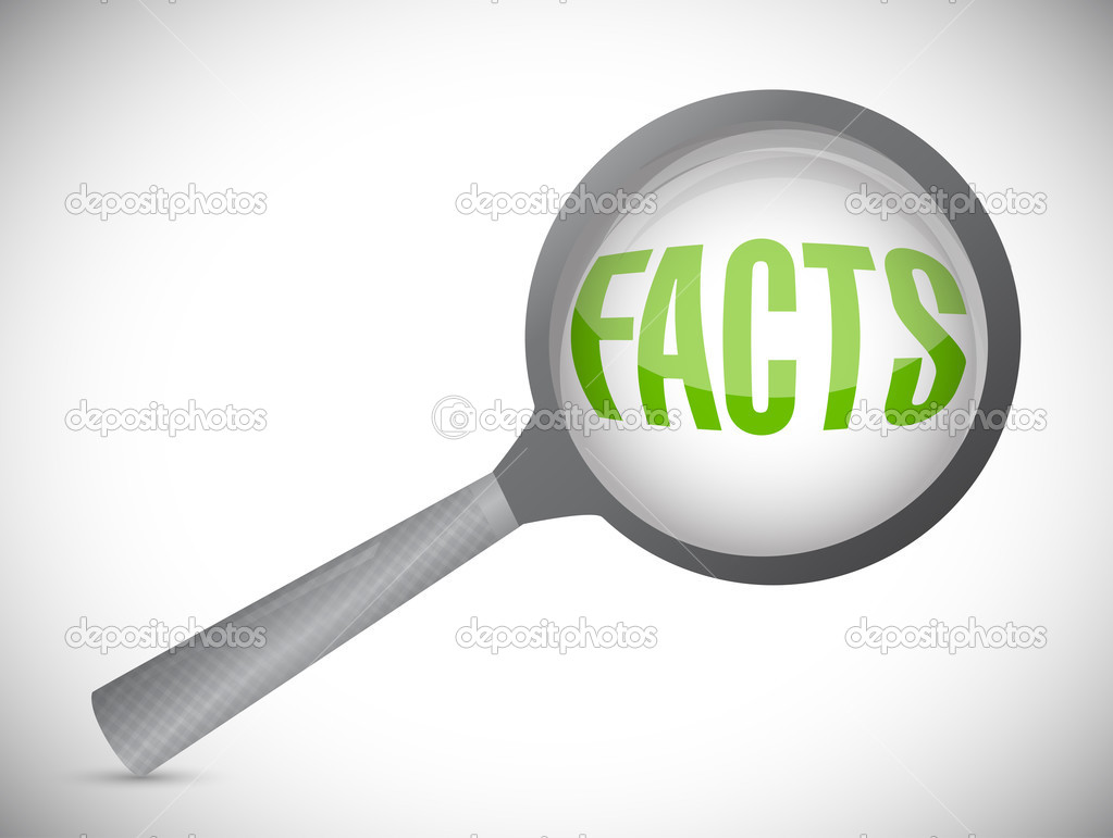 Magnifying glass showing facts word