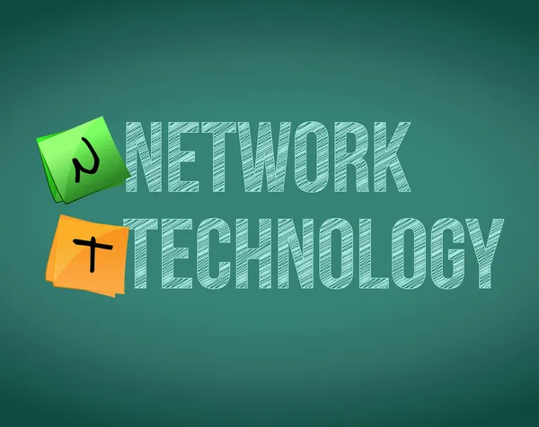 Network technology posts on a chalk board — Stock Photo, Image