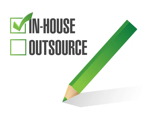 In-house outsource check mark illustration design — Stock Photo, Image