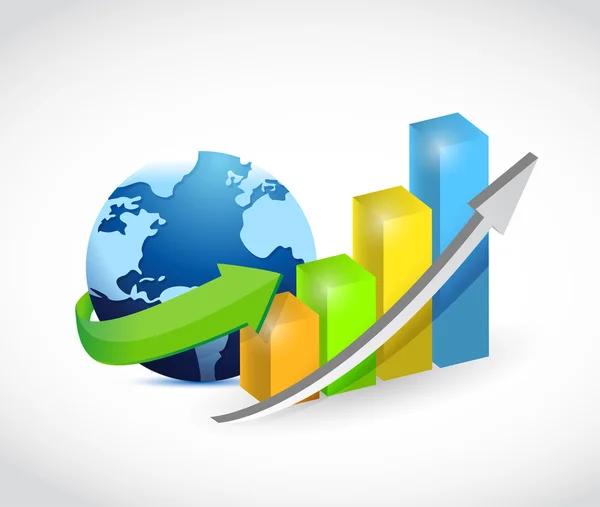 Globe och en färgglad business diagram illustration — Stockfoto